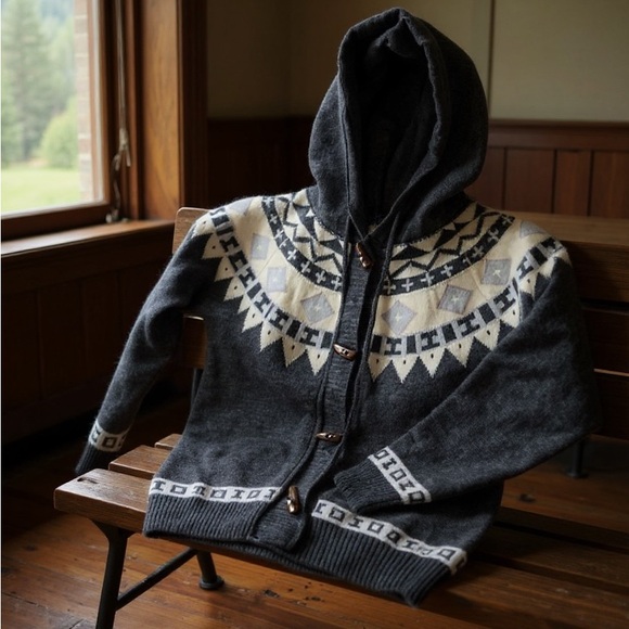 Maeve Anthropologie Nordic Fair Isle Toggle Hooded Cardigan...